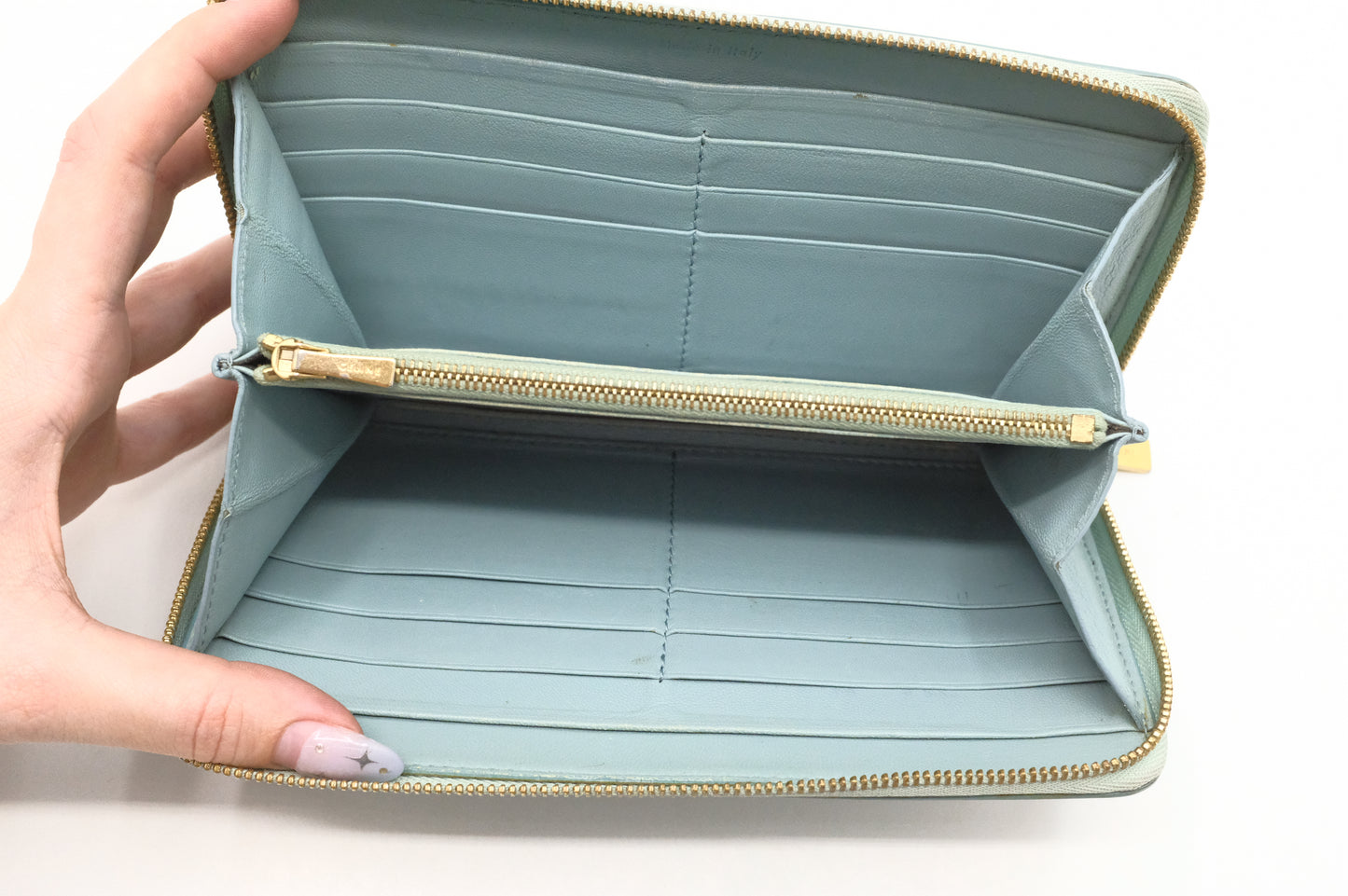 Celine Long Zippy Wallet in Blue and Black Leather