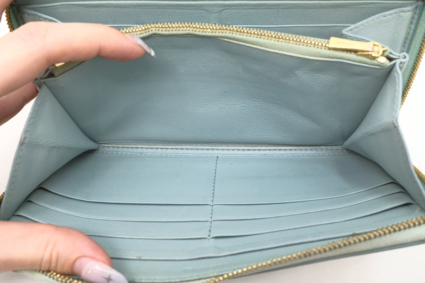 Celine Long Zippy Wallet in Blue and Black Leather