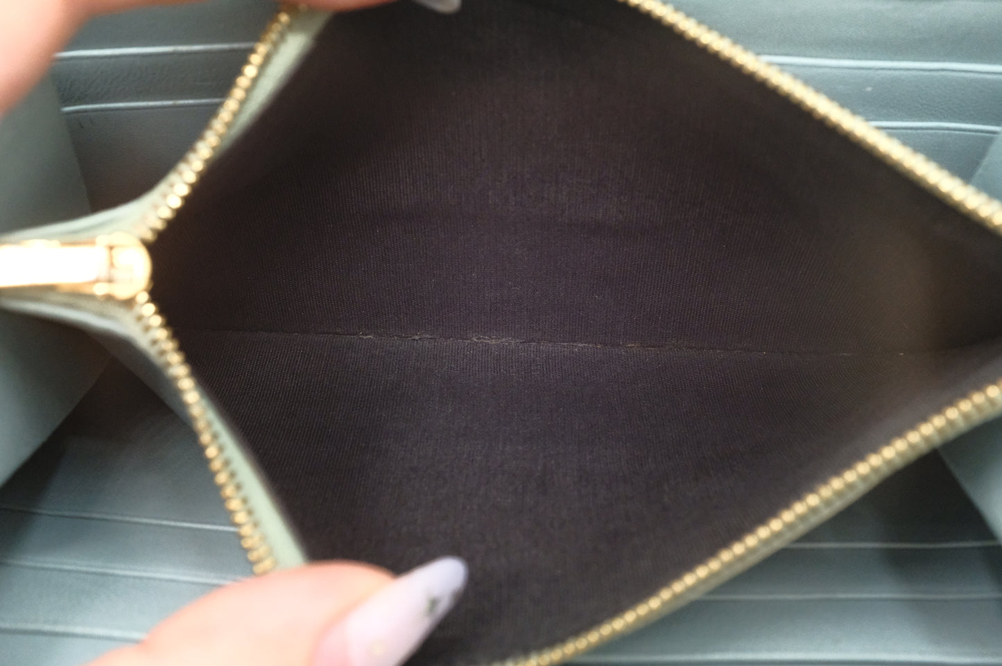 Celine Long Zippy Wallet in Blue and Black Leather