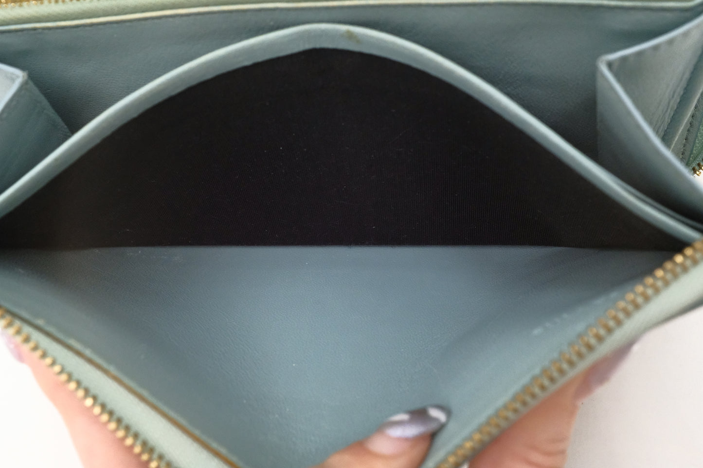 Celine Long Zippy Wallet in Blue and Black Leather