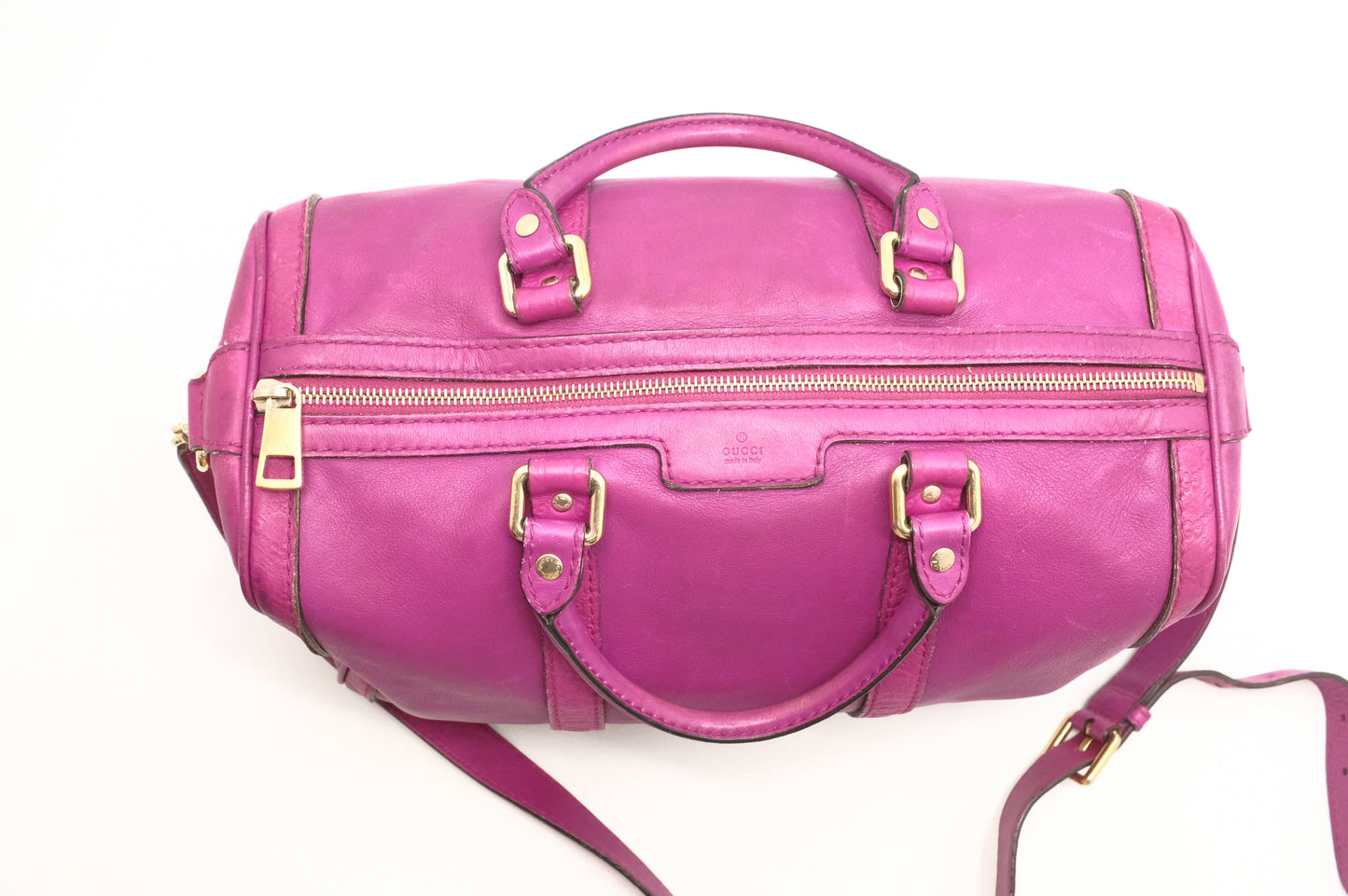 Gucci 2-Way Boston Bag in Magenta Leather