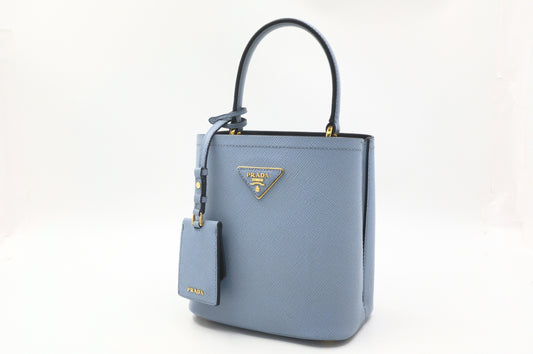 Prada Mini Panier in Astral Blue Saffiano Leather