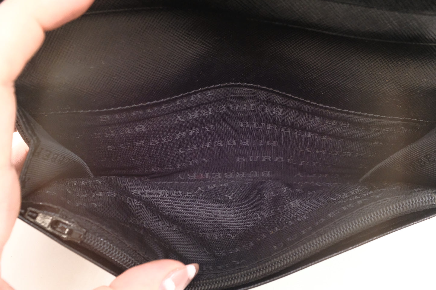 Burberry Long Wallet in Black Leather