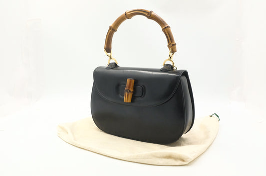 Gucci Since 1947 Bamboo Handbag in Black Leather
