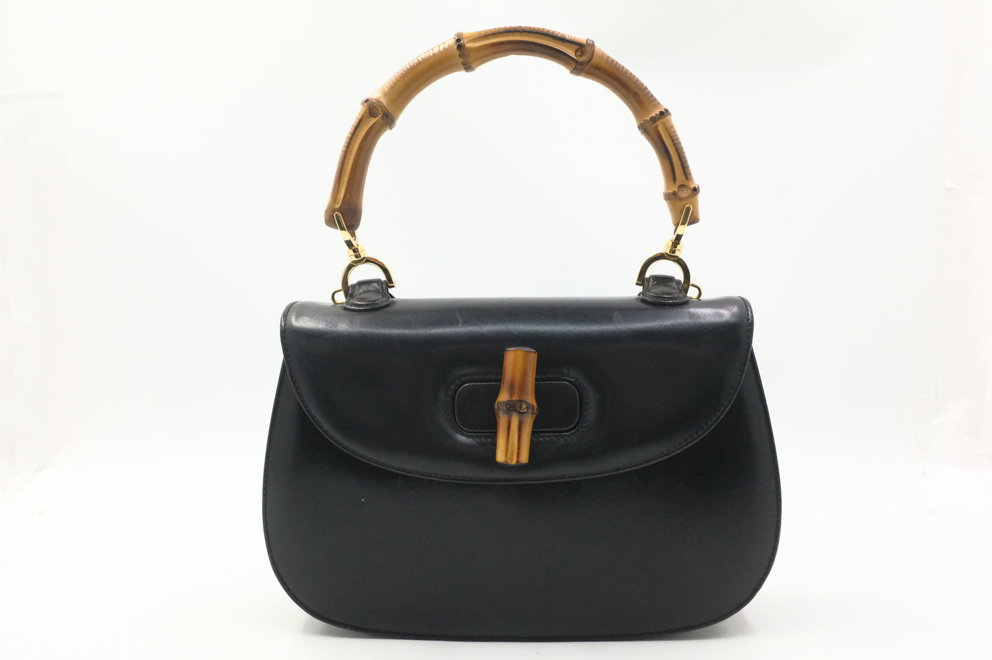 Gucci Since 1947 Bamboo Handbag in Black Leather
