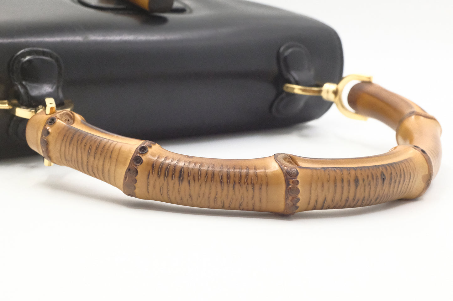 Gucci Since 1947 Bamboo Handbag in Black Leather