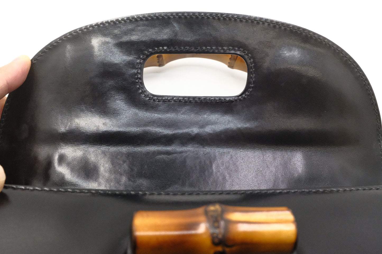 Gucci Since 1947 Bamboo Handbag in Black Leather