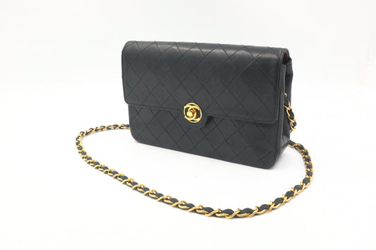 Chanel Circle Medium Single Flap in Black Mattelassé Leather