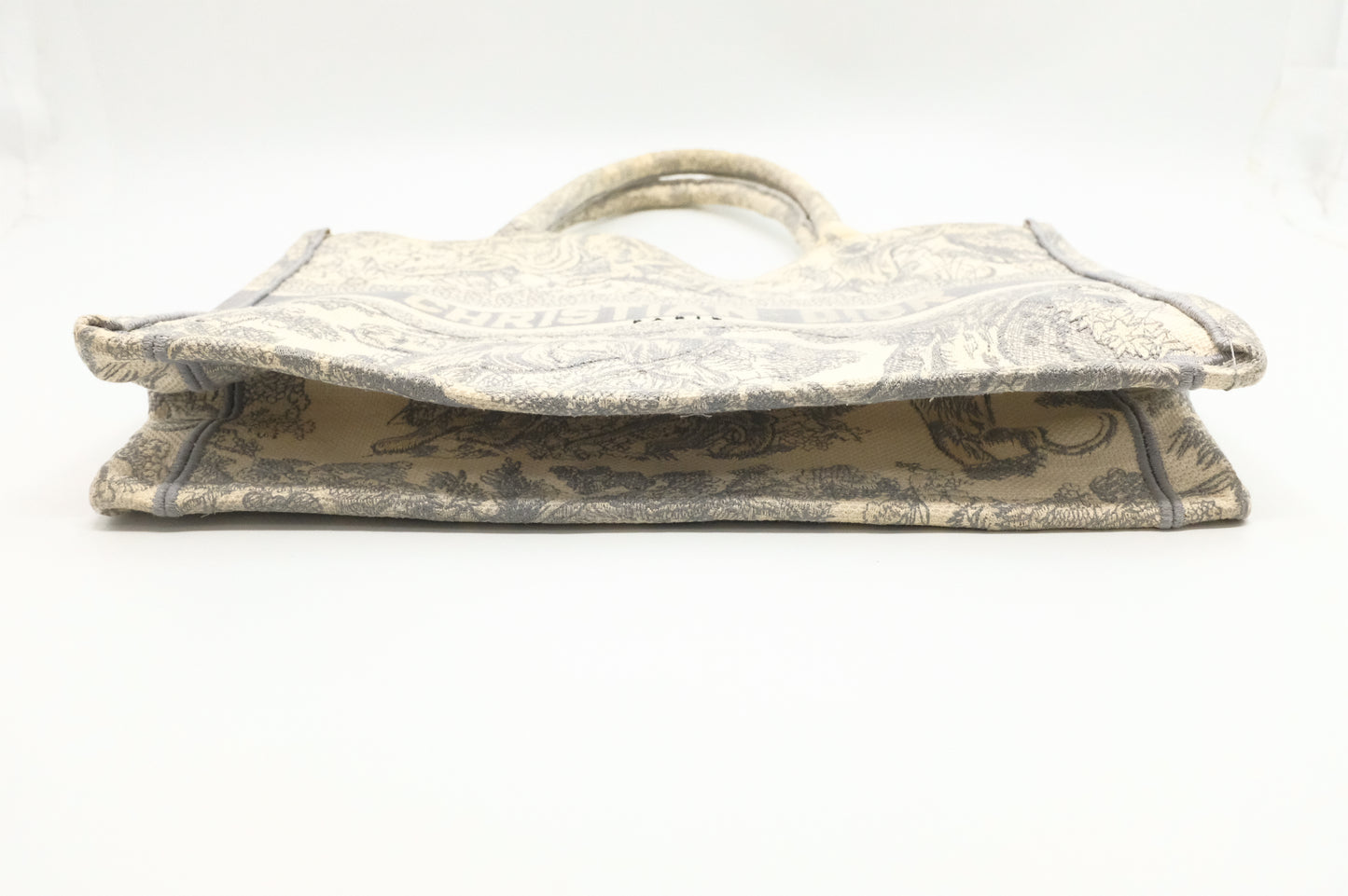 Dior Medium Book Tote in Gray Ecru Toile De Jouy Reverse Embroidery