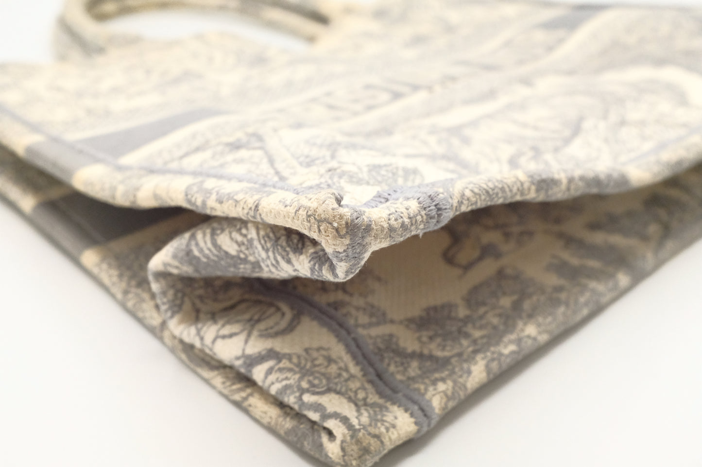 Dior Medium Book Tote in Gray Ecru Toile De Jouy Reverse Embroidery