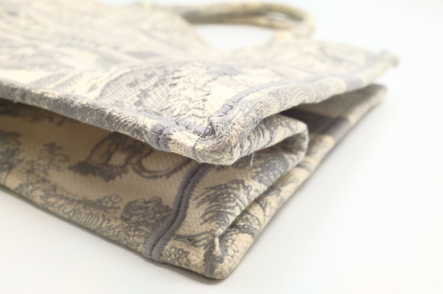 Dior Medium Book Tote in Gray Ecru Toile De Jouy Reverse Embroidery