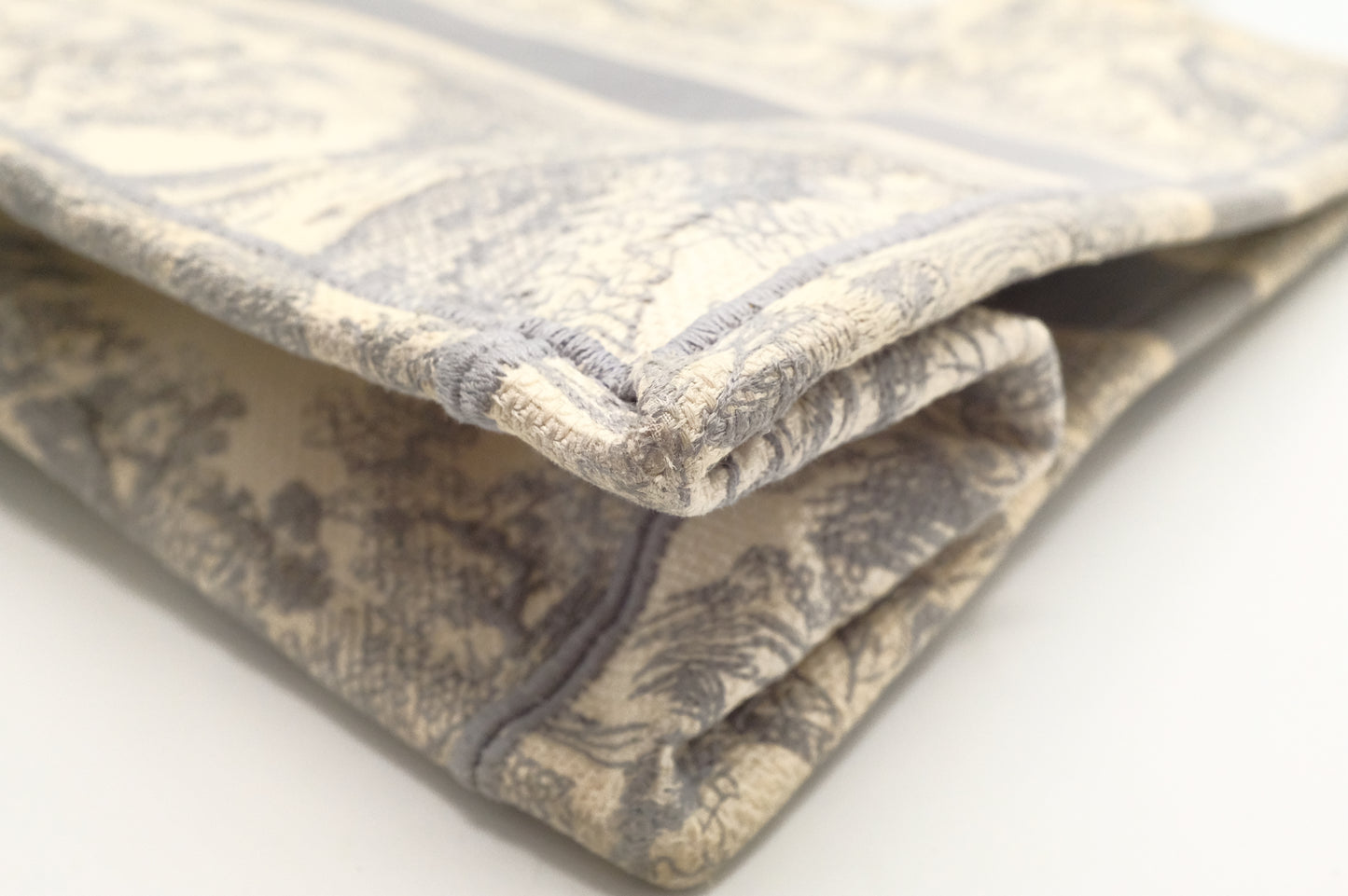 Dior Medium Book Tote in Gray Ecru Toile De Jouy Reverse Embroidery