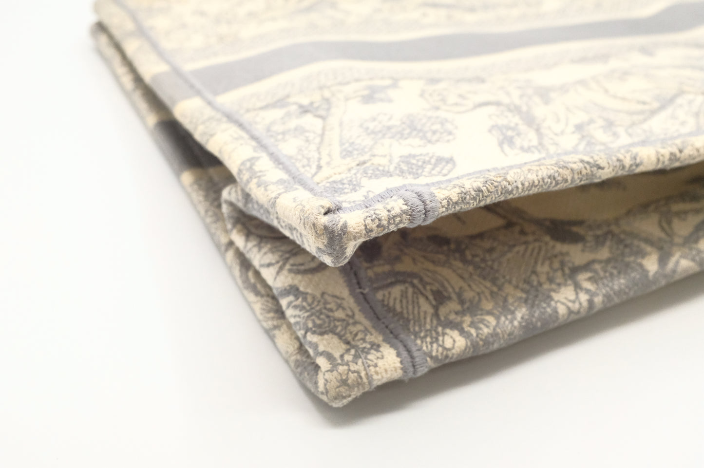 Dior Medium Book Tote in Gray Ecru Toile De Jouy Reverse Embroidery