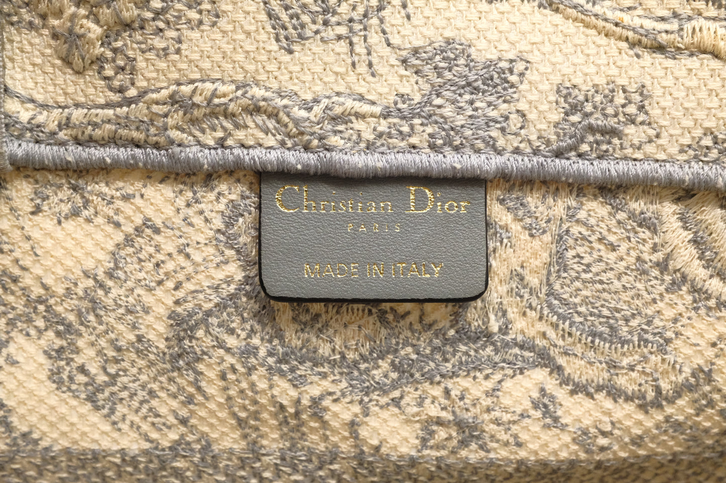 Dior Medium Book Tote in Gray Ecru Toile De Jouy Reverse Embroidery