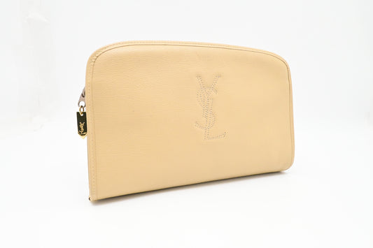YSL Saint Laurent Clutch in Beige Leather