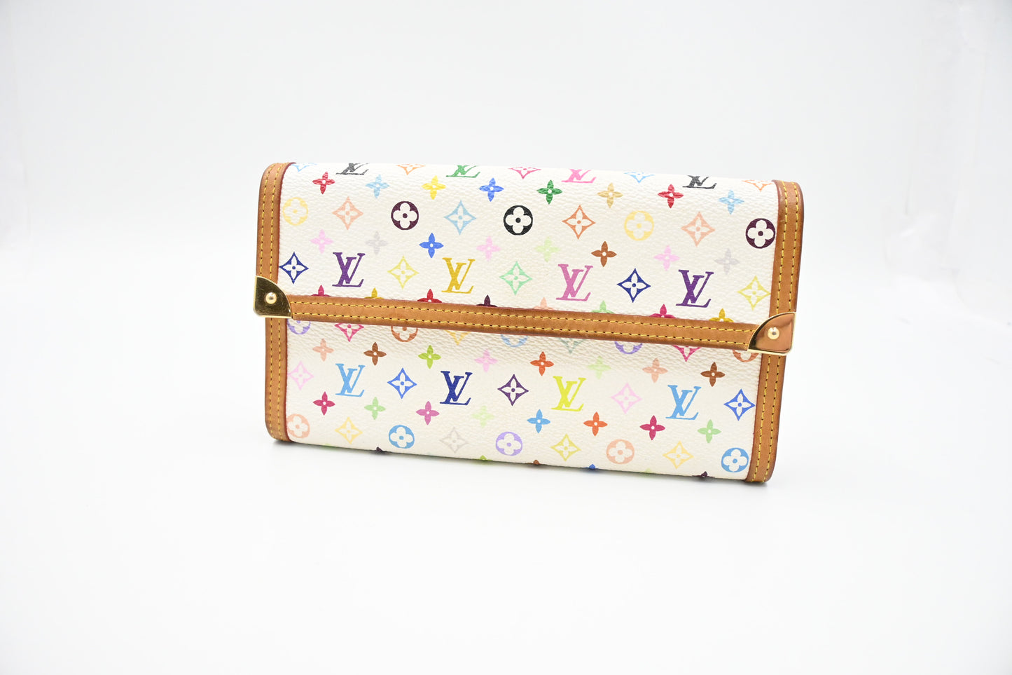 Louis Vuitton International Wallet in White Multicolor Monogram Canvas