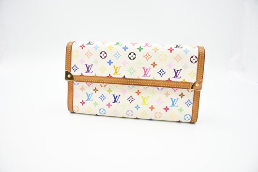 Louis Vuitton International Wallet in White Multicolor Monogram Canvas