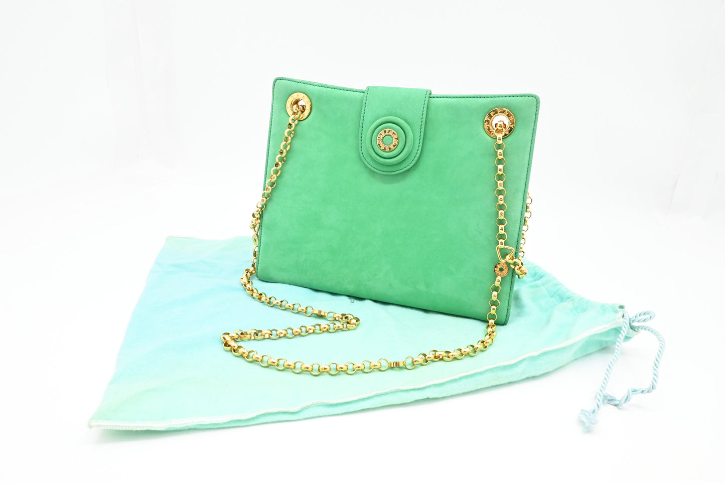 Tiffany & Co. Chain Shoulder Bag in Light Green Suede