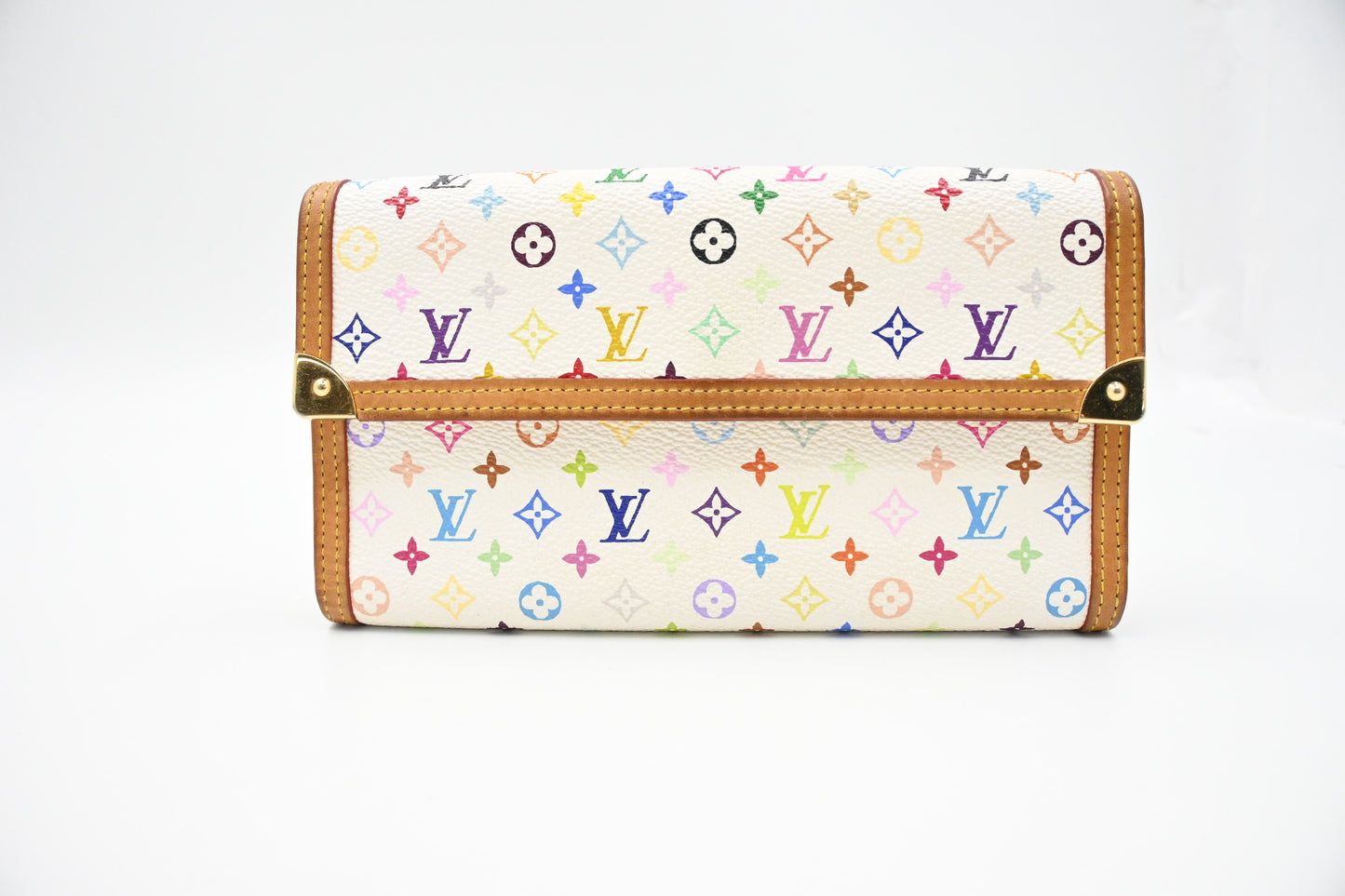 Louis Vuitton International Wallet in White Multicolor Monogram Canvas