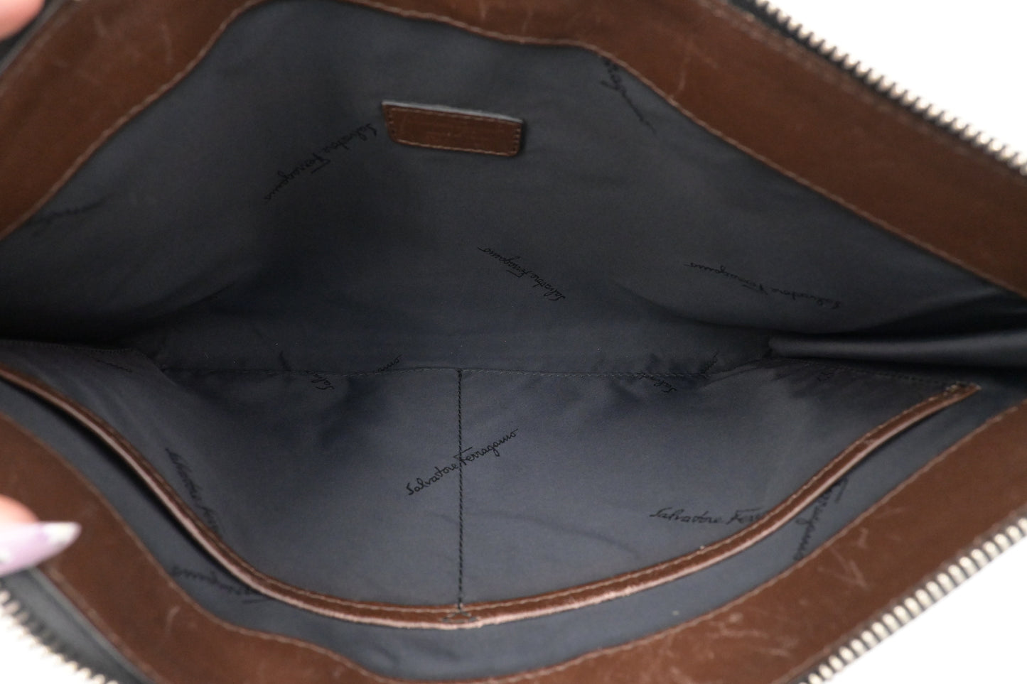 Ferragamo Clutch in Brown Leather