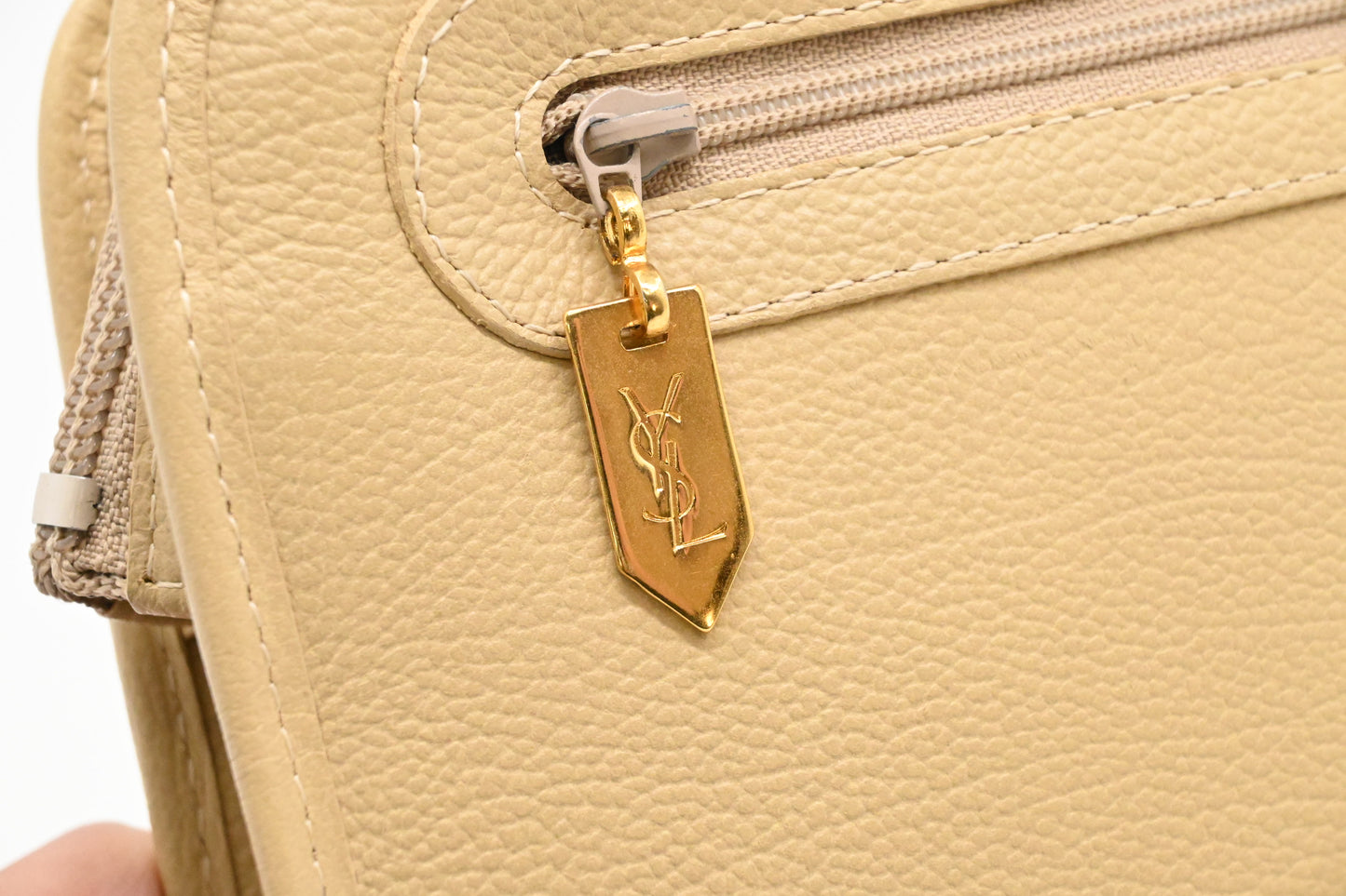 YSL Saint Laurent Clutch in Beige Leather