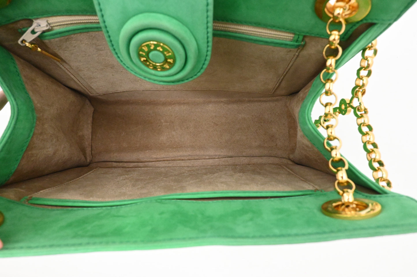 Tiffany & Co. Chain Shoulder Bag in Light Green Suede