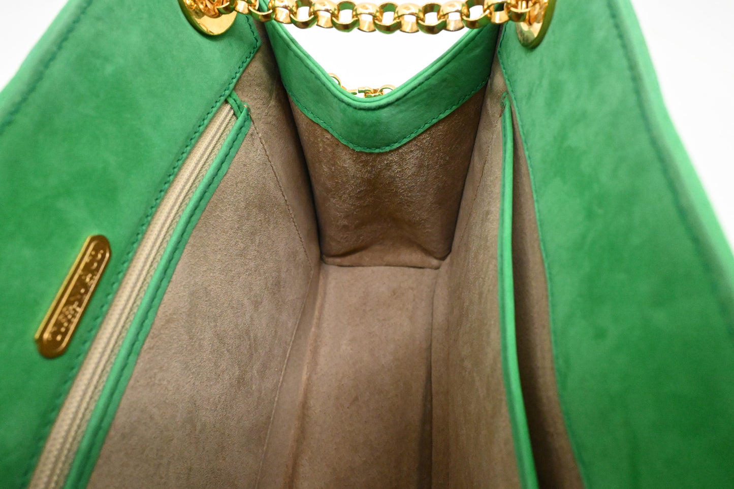 Tiffany & Co. Chain Shoulder Bag in Light Green Suede