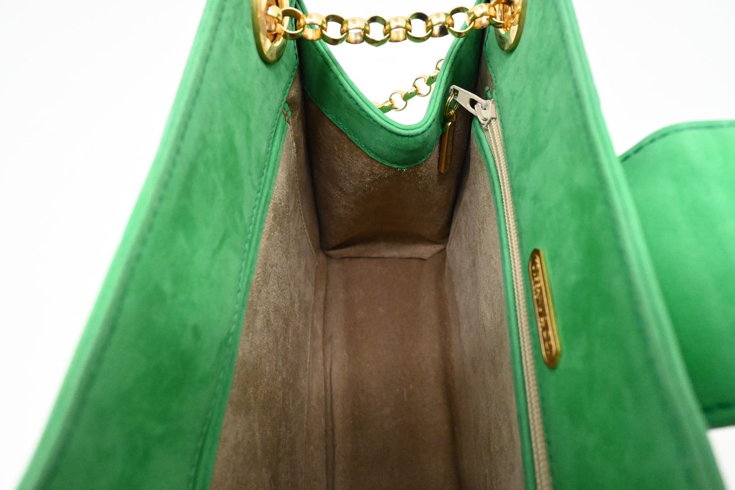 Tiffany & Co. Chain Shoulder Bag in Light Green Suede