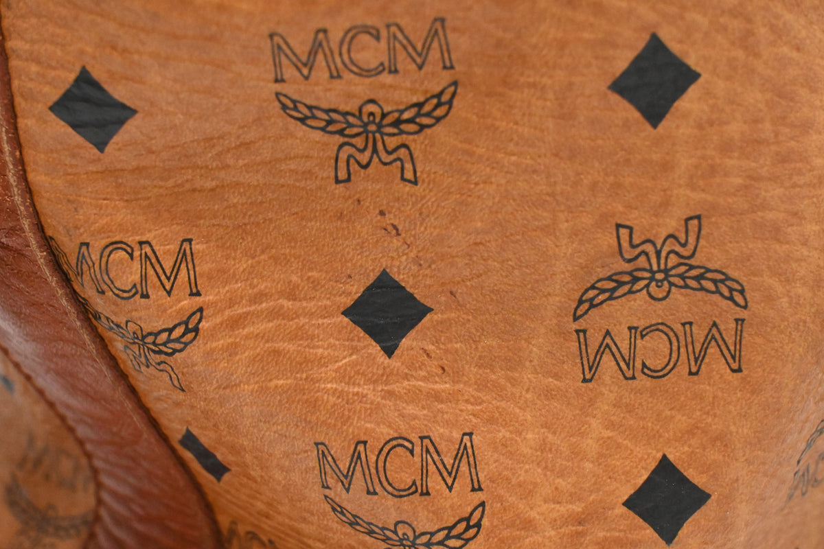 MCM Bucket Bag in Cognac Visetos Canvas