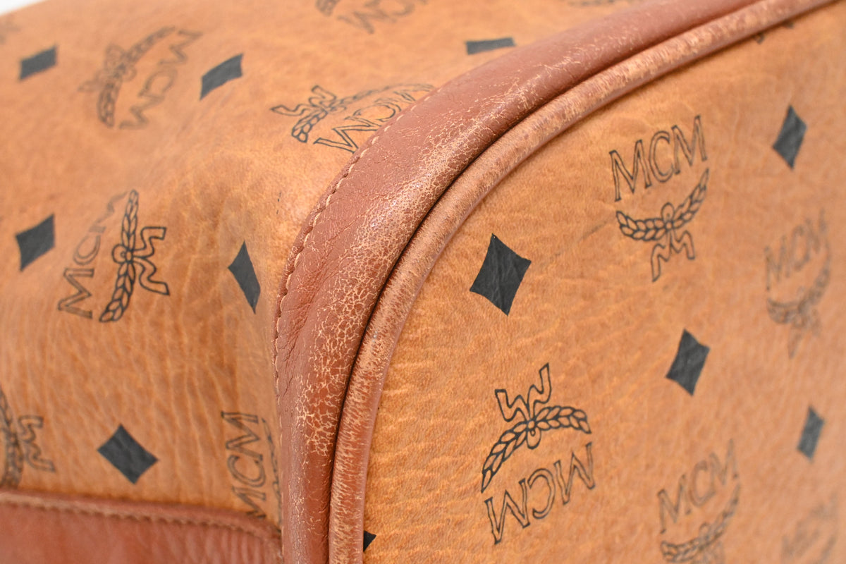 MCM Bucket Bag in Cognac Visetos Canvas
