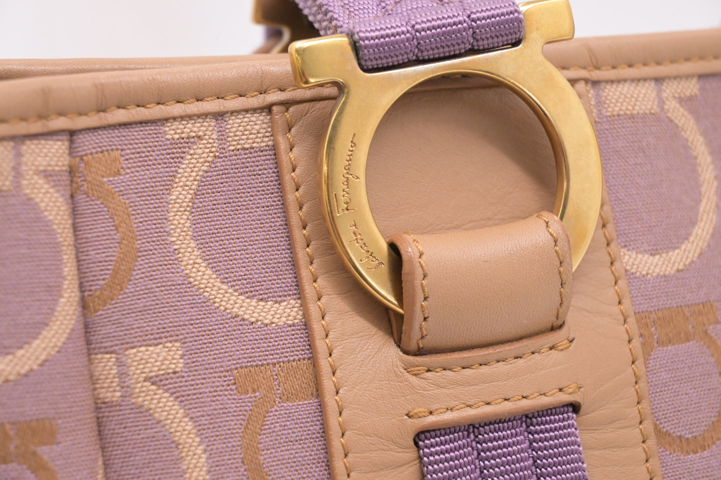 Ferragamo Handbag in Purple Gancini Canvas