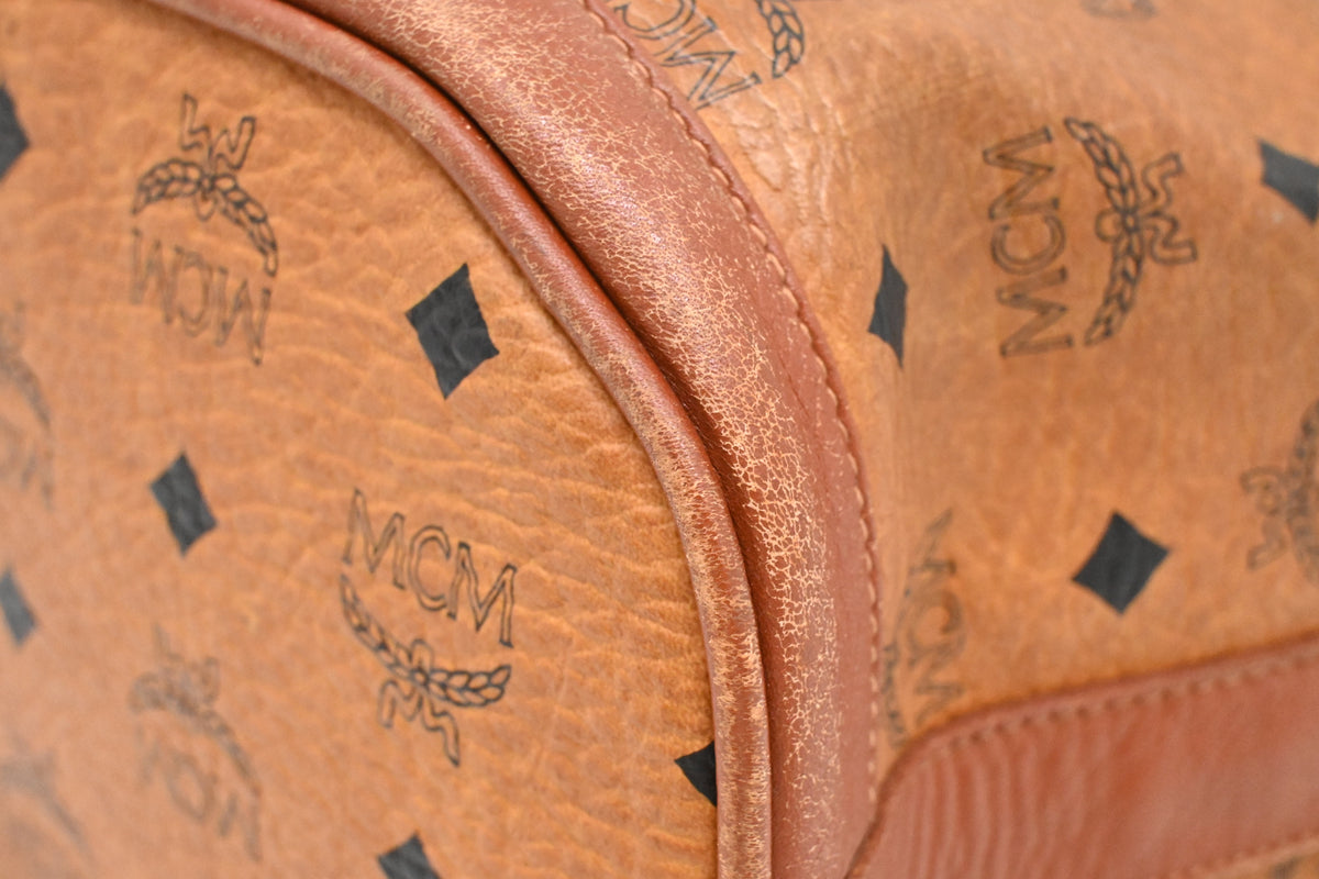 MCM Bucket Bag in Cognac Visetos Canvas