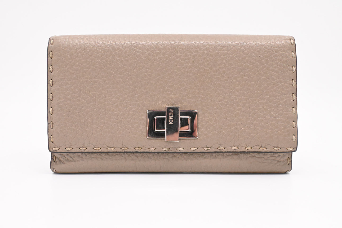 Fendi Selleria Peekaboo Wallet in Taupe Leather