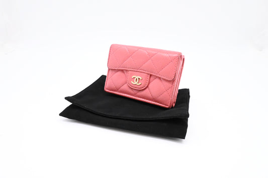 Chanel Compact Wallet in Pink Caviar Matelasse Leather