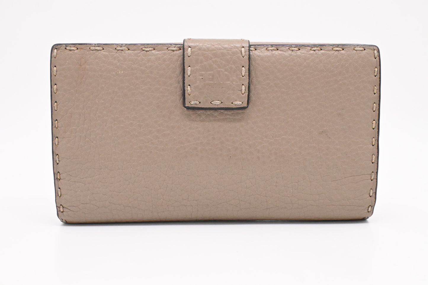 Fendi Selleria Peekaboo Wallet in Taupe Leather