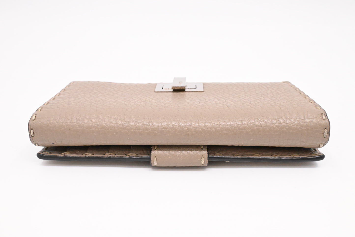 Fendi Selleria Peekaboo Wallet in Taupe Leather