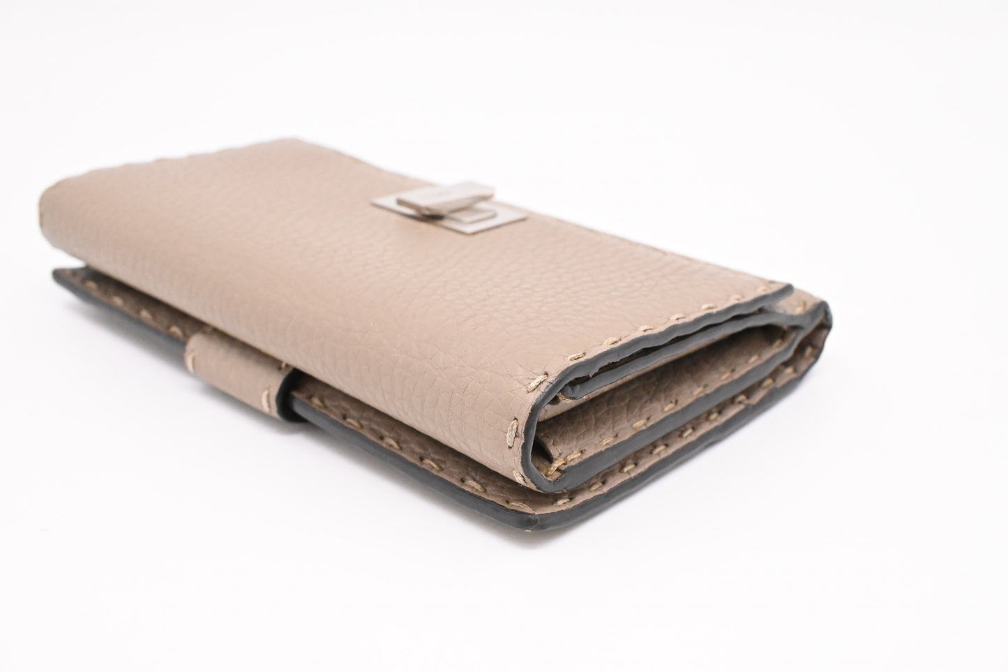 Fendi Selleria Peekaboo Wallet in Taupe Leather
