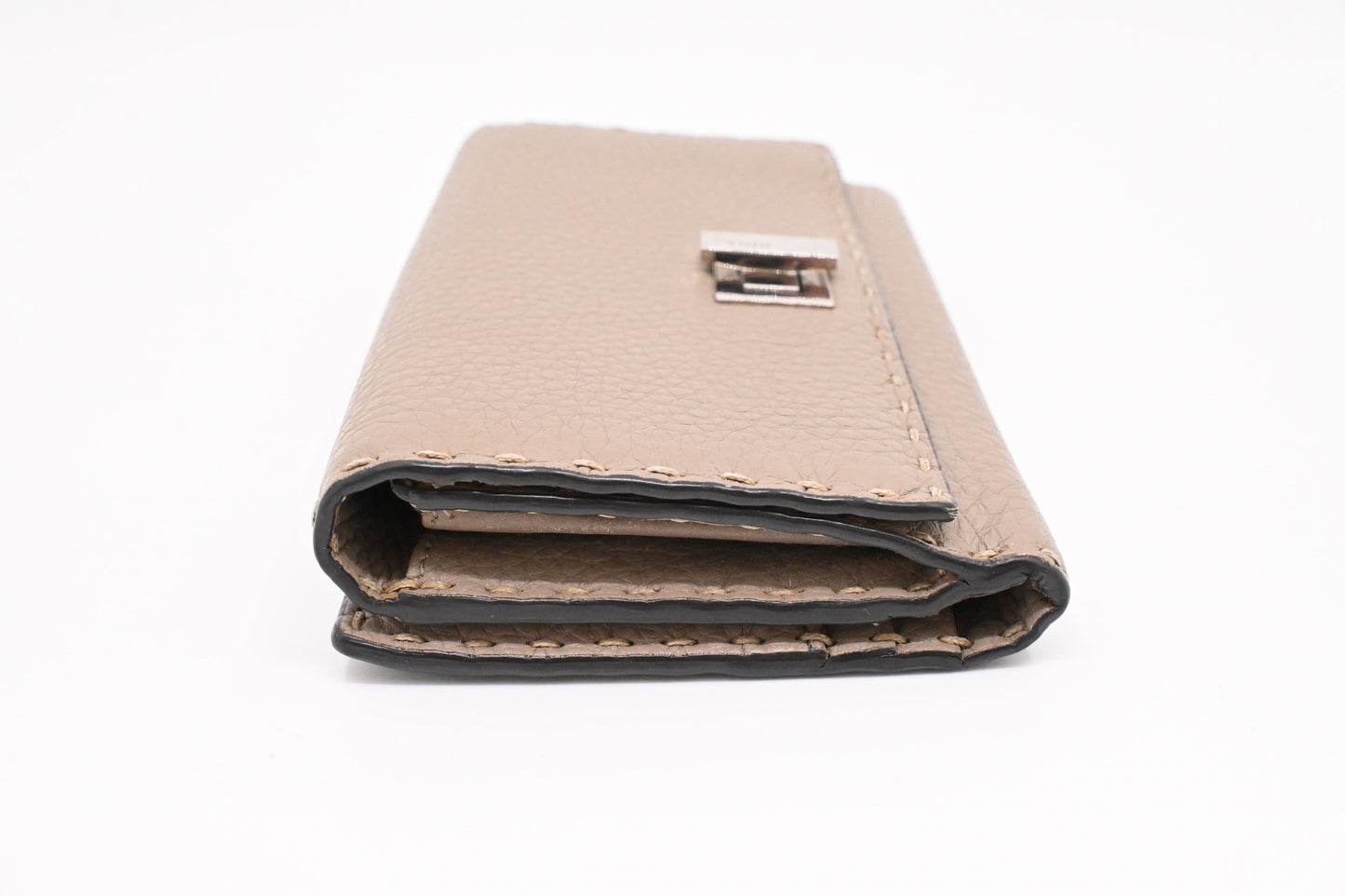 Fendi Selleria Peekaboo Wallet in Taupe Leather