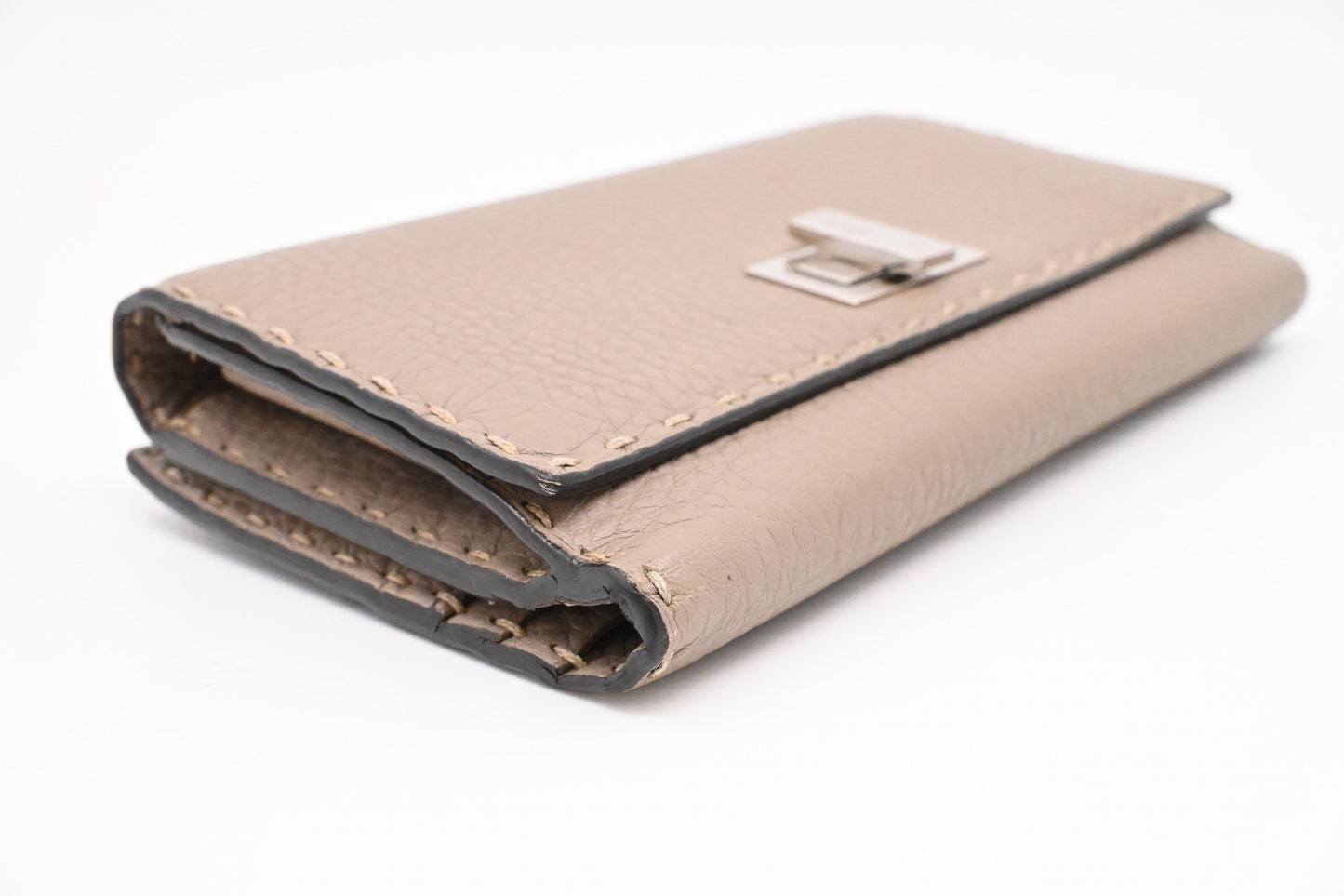 Fendi Selleria Peekaboo Wallet in Taupe Leather