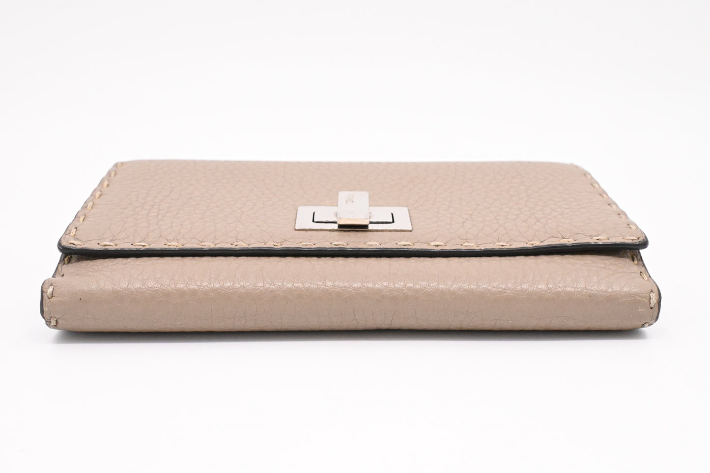 Fendi Selleria Peekaboo Wallet in Taupe Leather