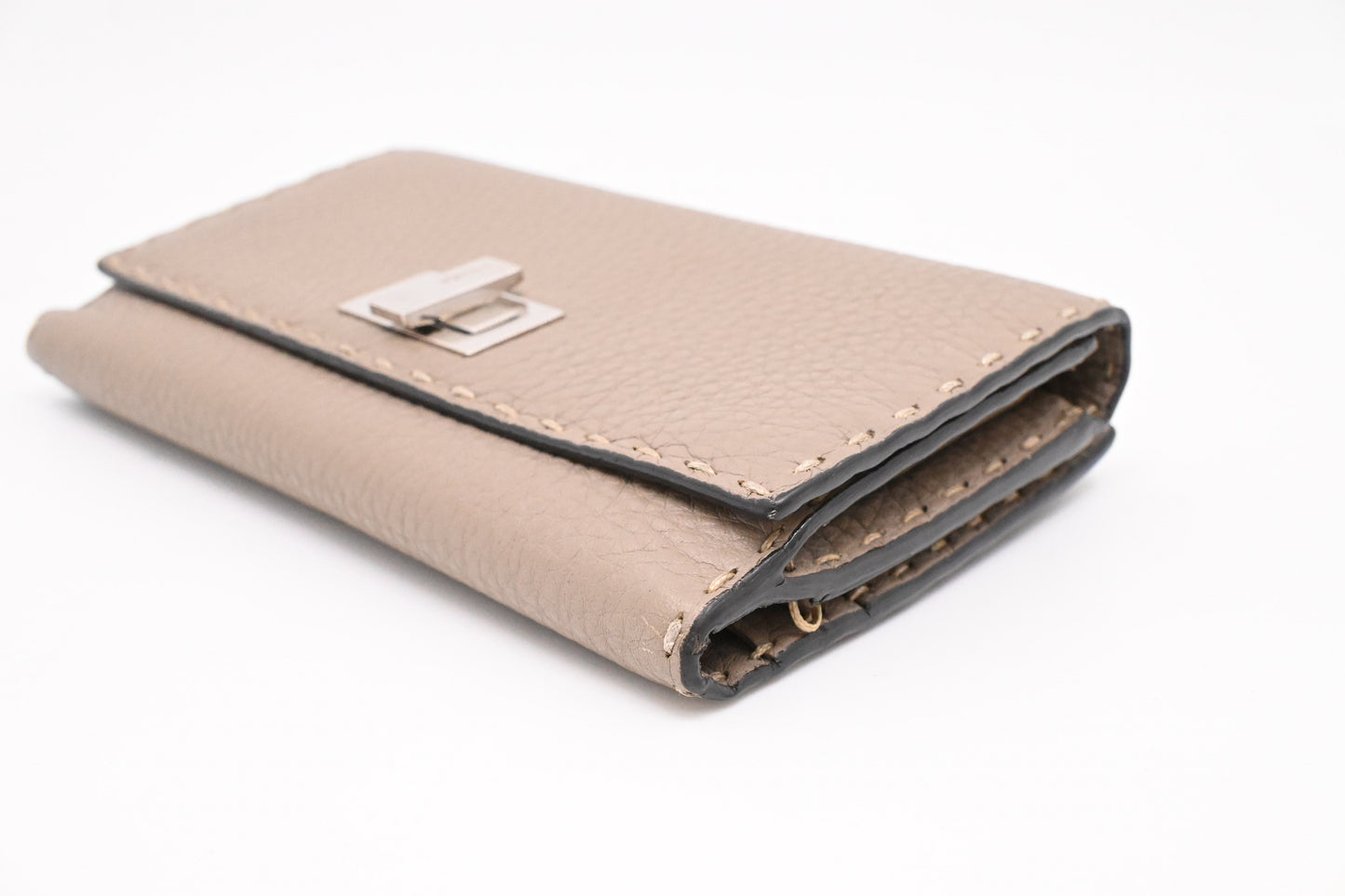 Fendi Selleria Peekaboo Wallet in Taupe Leather