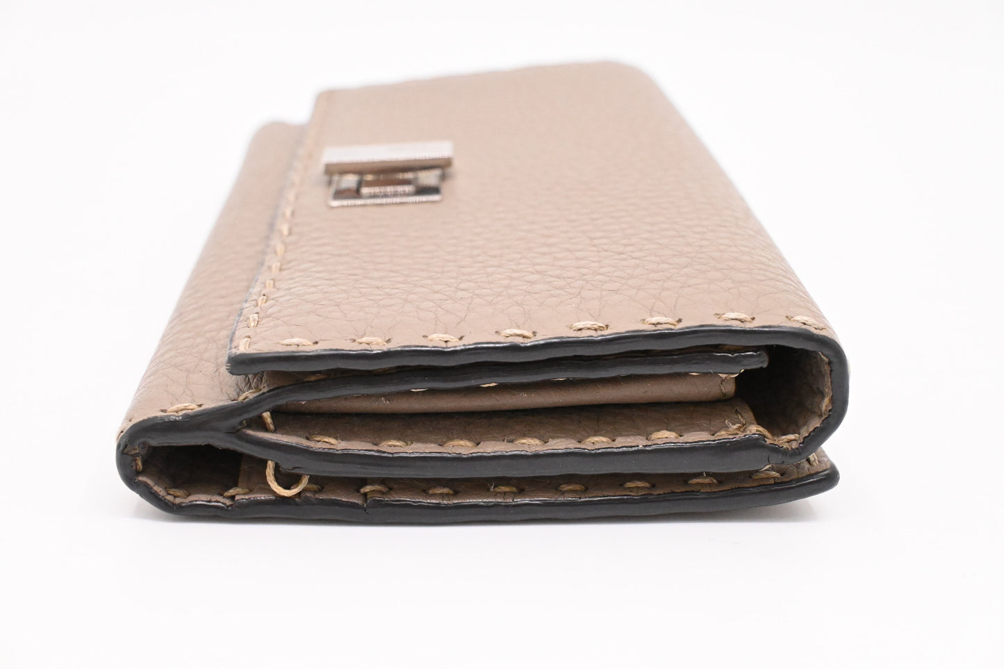 Fendi Selleria Peekaboo Wallet in Taupe Leather