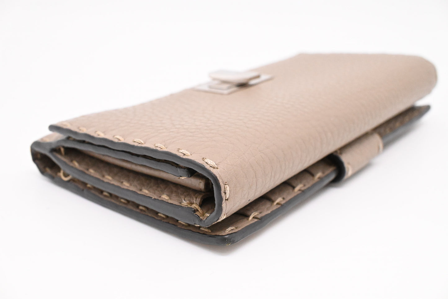 Fendi Selleria Peekaboo Wallet in Taupe Leather