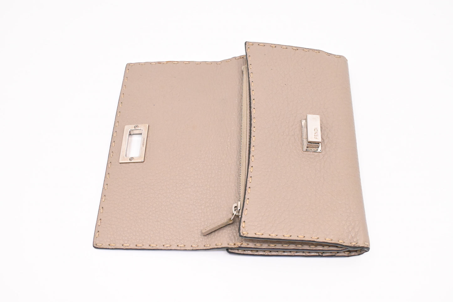 Fendi Selleria Peekaboo Wallet in Taupe Leather