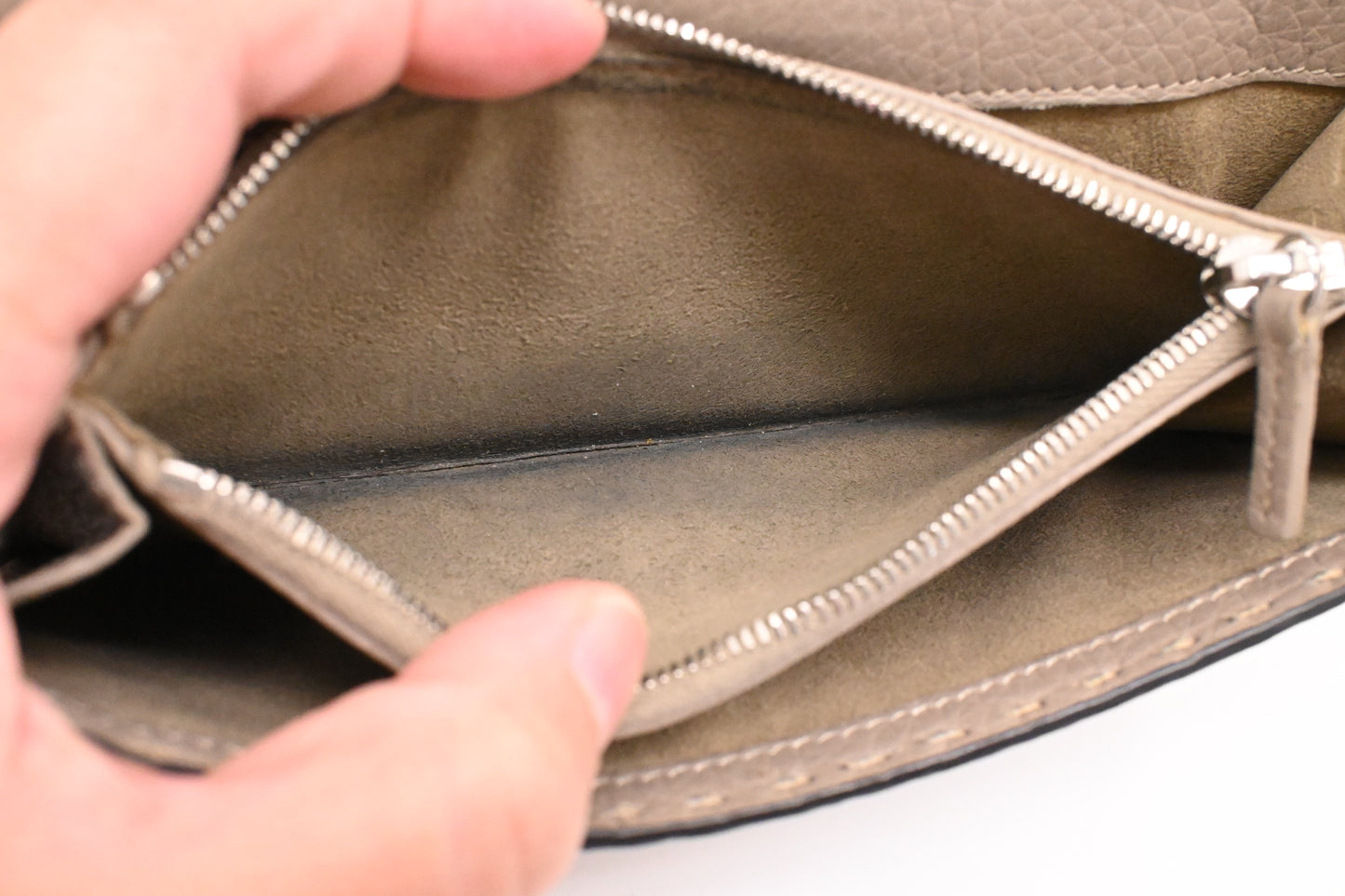 Fendi Selleria Peekaboo Wallet in Taupe Leather