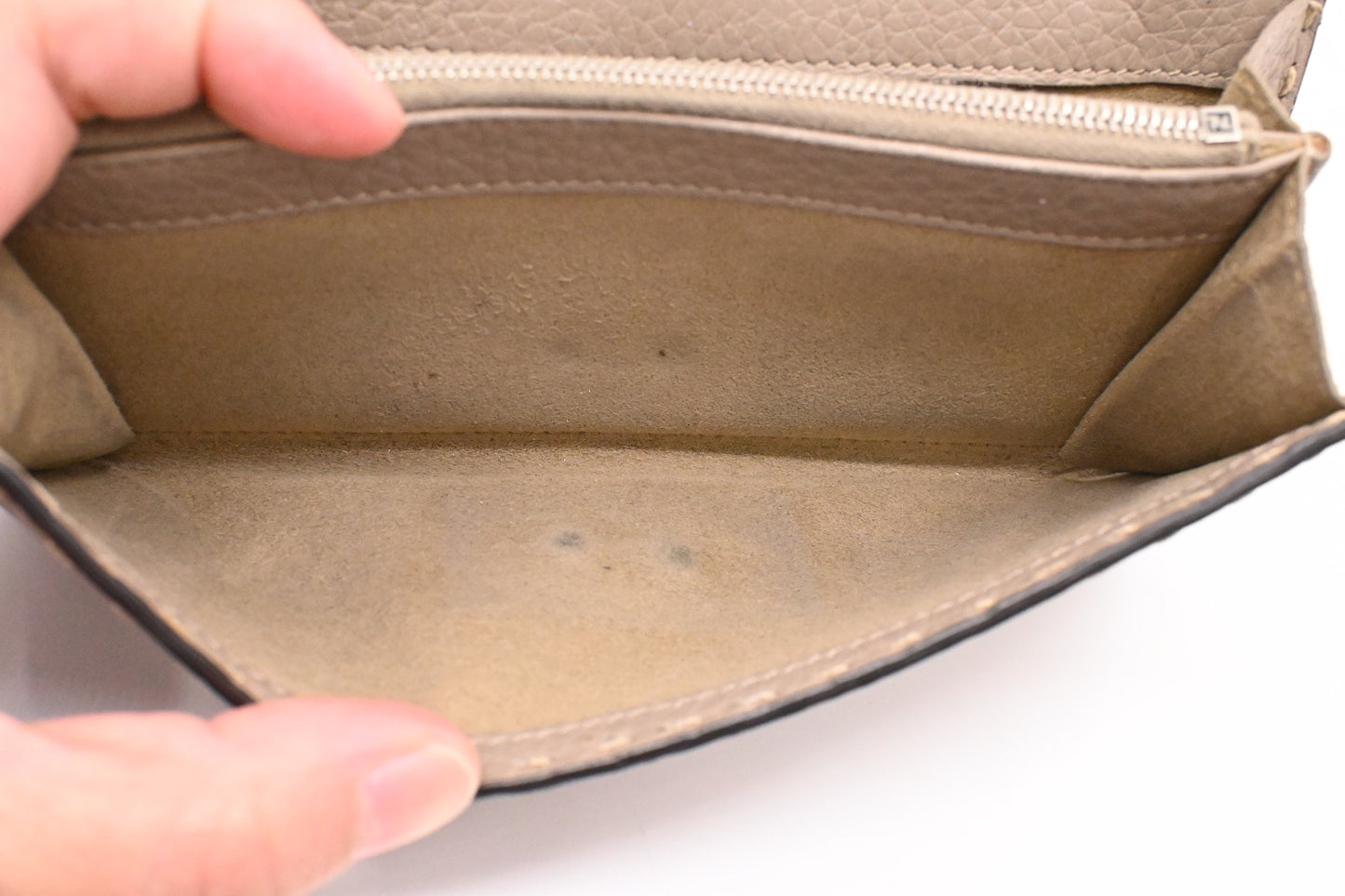 Fendi Selleria Peekaboo Wallet in Taupe Leather