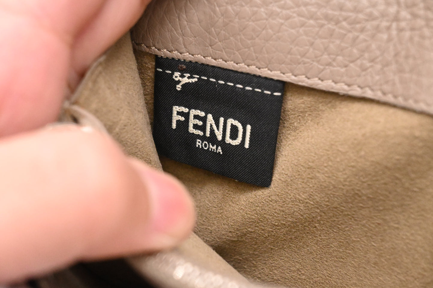 Fendi Selleria Peekaboo Wallet in Taupe Leather