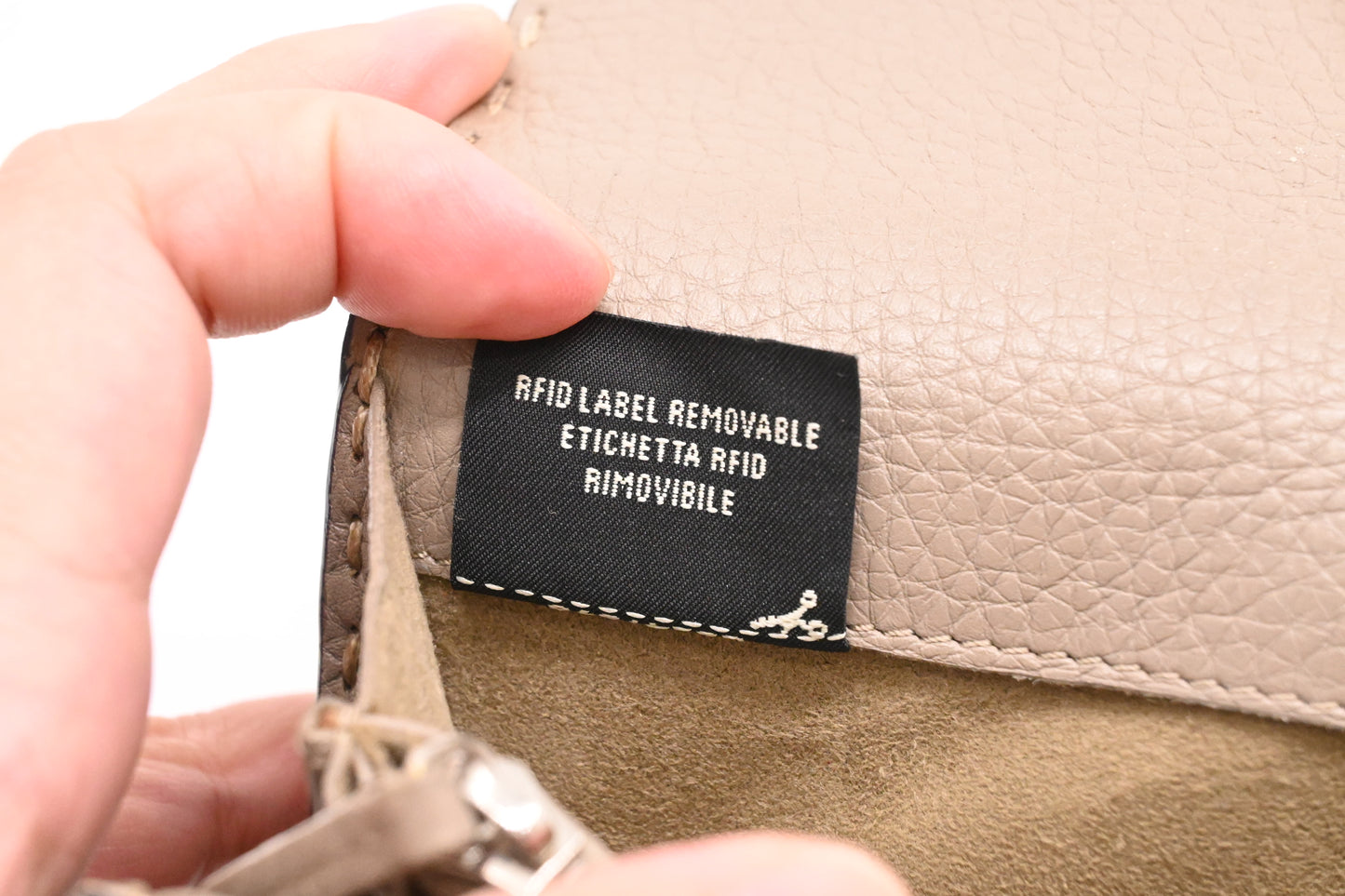 Fendi Selleria Peekaboo Wallet in Taupe Leather