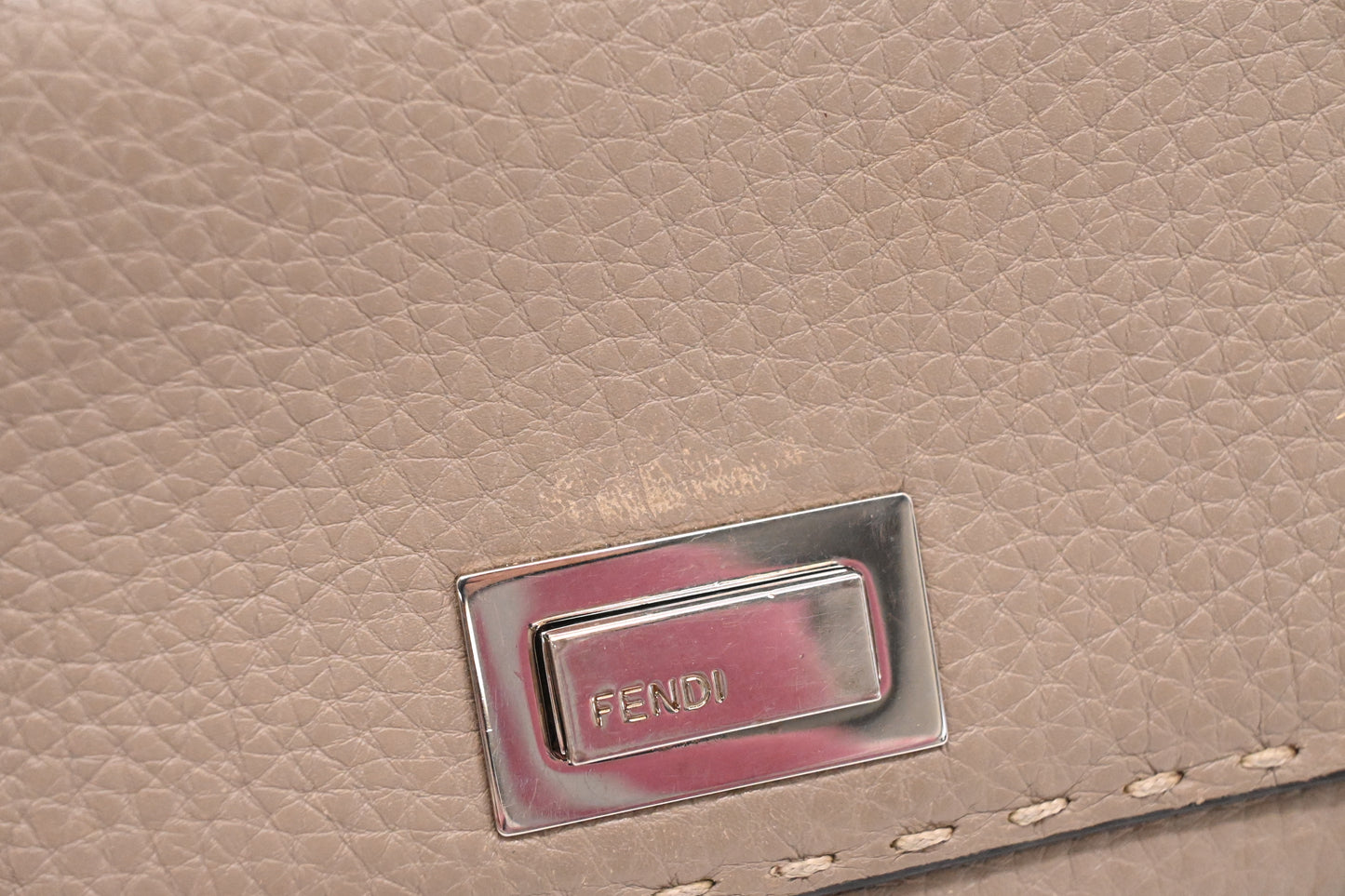 Fendi Selleria Peekaboo Wallet in Taupe Leather