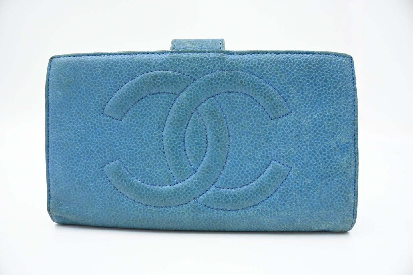 Chanel Long Wallet in Blue Caviar Leather